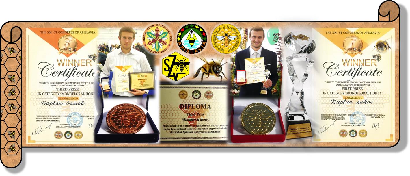 Bronzová a zlatá medaila za najlepší európsky med  na 21. kongrese APISLAVIA Kazachstan Alma-Ata 2016